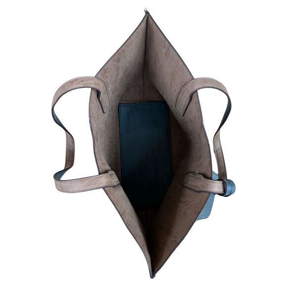 Faux Leather Unconstructed Large Open Top Tote/Top Handle Shoulder Bag for Women - Picture 7 of 8